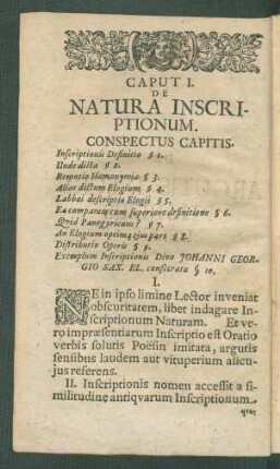 Caput I. De Natura Inscriptionum.