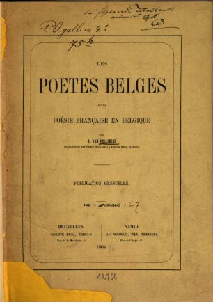 Les Poètes Belges, où la poésie française en Belgique, 1