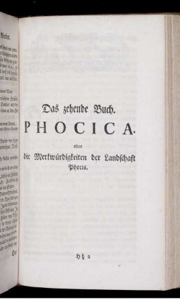 Das zehende Buch. Phocica. oder die Merkwürdigkeiten der Landschaft Phocis.