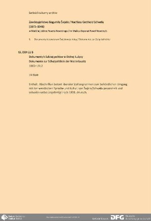 Dokumente zur Schulpolitik in der Niederlausitz