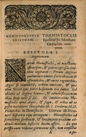 Themistokleus Epistolai : = Themistoclis Epistolæ : Graece & Latine