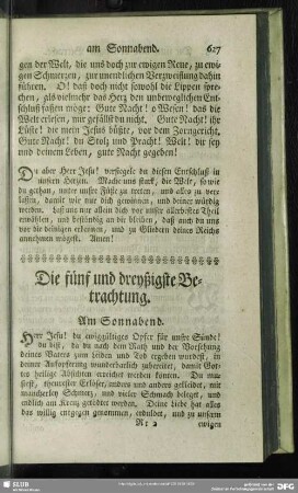 Die fünf und dreyßigste Betrachtung. Am Sonnabend
