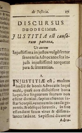 Discursus Duodecimus. Justitia est causarum patrona.