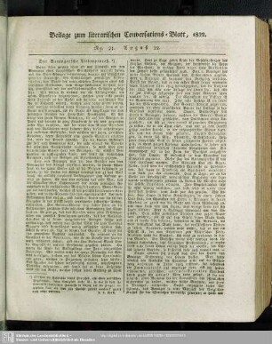 Beilage zum literarischen Conversations-Blatt, 1822. No. 21. August 22.