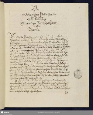 Abth. 1. Historie derer Sächsischen Pfaltz-Grafen.