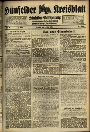 Erste Ausgabe vom Dienstag, den 02. Juni 1931.