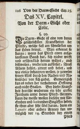 Das XV. Capitel. Von der Darm-Gicht oder Colic.