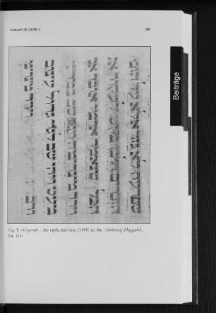 Fig.1: "Vayered" - the ciphered date (1460) in the Ashkenazi Haggadah, fol. 11v