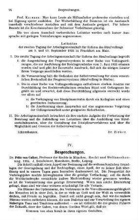 94-96, Fritz van Calker. Recht und Weltanschauung. 1924