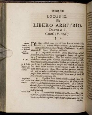Locus IX. De Libero Arbitrio.