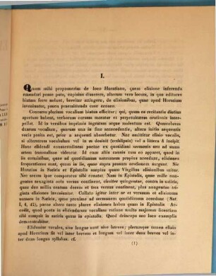 Ratione Elisionum Horatianarum explicata emendatur locus Horatii et Longi : (Programm mit Schulnachrichten)