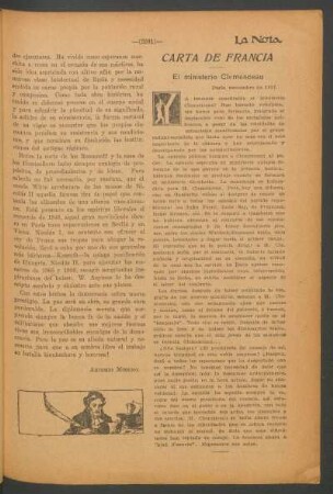 El ministerio Clemenceau : Carta de Francia