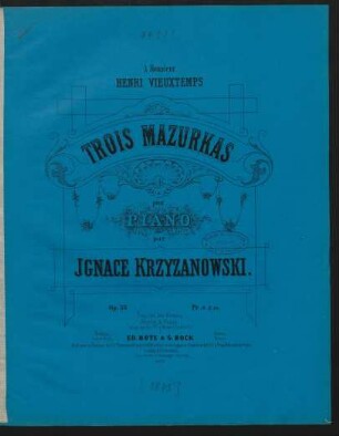 Trois mazurkas pour piano : op. 38