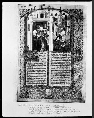 La cité des dames — Christine mit drei Frauen und beim Bau der Stadt, Folio 4recto