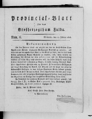 Num. 6, Ausgabe vom 11. Februar 1818