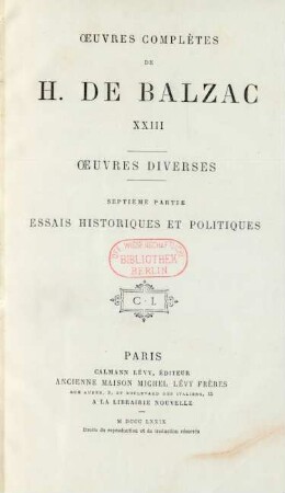 23: Essais historiques et politiques