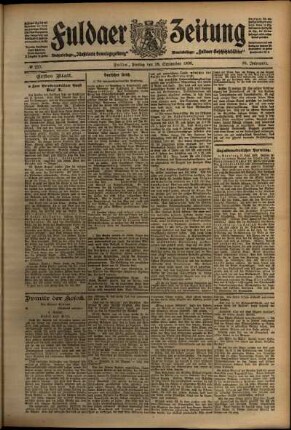 Erste Ausgabe vom Freitag, den 18. September 1908.