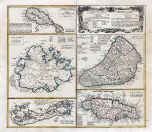 Die Englische Colonie-Laender auf den Insuln von America ; und zwar die Insuln S. Christophori Antegoa Iamaica Barbardos samt den Ins. Bermudes sonst Somers genannt, auf einem besondern Blat saemtl. vorgestellet und herausgegeben von Homannischen Erben.