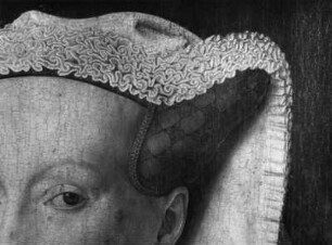 Jan van Eyck, die Frau des Künstlers, Detail der Leinenhaube, Flandern