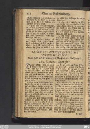 XX. Von der Rechtfertigung eines armen Sünders vor Gott.