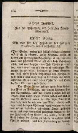 164-183, Achtes Kapitel. Von der Besuchung des heiligsten Altarssakraments.