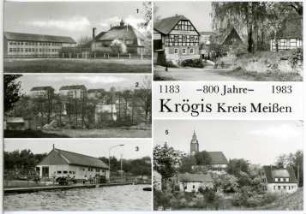 Krögis Kreis Meißen. Blick auf Krögis - 800 Jahre 1183 - 1983