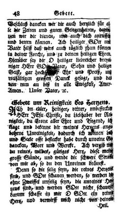 Gebätt um die Reinigkeit des Hertzens.