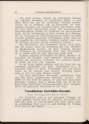 Verschiedene Entwickler-Rezepte.