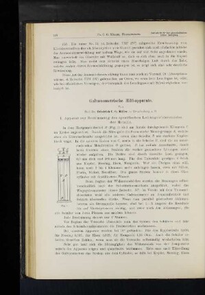 I. Apparat zur Bestimmung des spezifischen Leitungswiderstandes der Metalle.