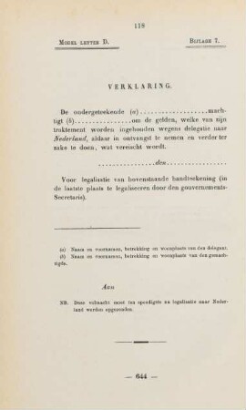 Bijlage 7. Model letter D. Verklaring