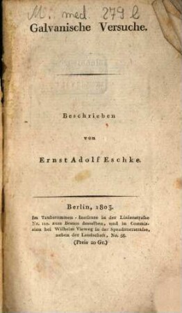 Galvanische Versuche