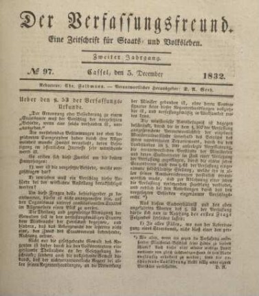 № 97. Cassel, den 5. December 1832.