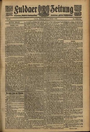 Erste Ausgabe vom Mittwoch, den 06. Oktober 1909.