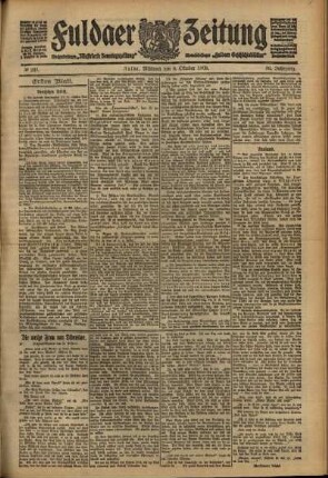 Erste Ausgabe vom Mittwoch, den 06. Oktober 1909.