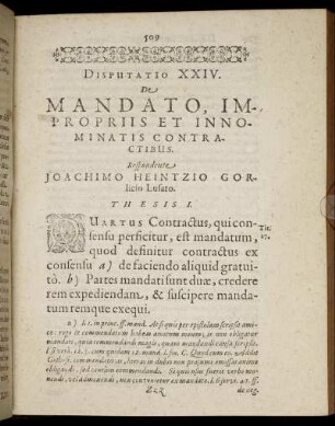 Disputatio XXIV. De Mandato, Impropriis Et Innominatis Contractibus.