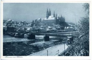 Meißen. Blick auf Meißen im Schnee