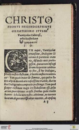 Christophorvs Hegendorphinvs ornatissimo ivveni Vuentzeslao Cubitensi, urbis Stasfurdianæ