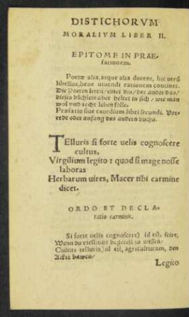 Distichorum Moralium Liber II.