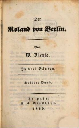 Der Roland von Berlin : In drei Bänden, 3