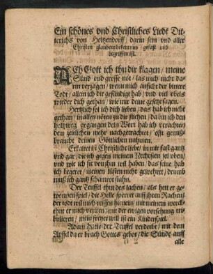 Ein schönes und Christliches Liedt Ditterichs von Holtzendorff ...