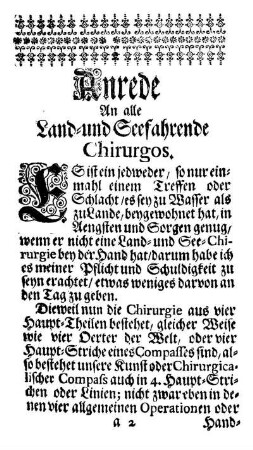 Anrede An alle Land- und Seefahrende Chirurgos.