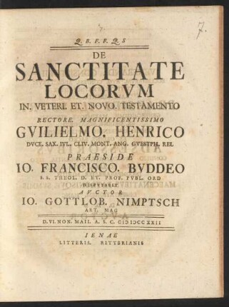 De Sanctitate Locorum In. Veteri. Et. Novo. Testamento