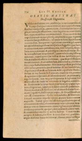 Oratio Matthaei Dresseri, de Eloquentia.