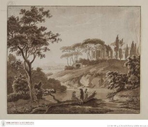 Ideale Landschaft mit Rundtempel