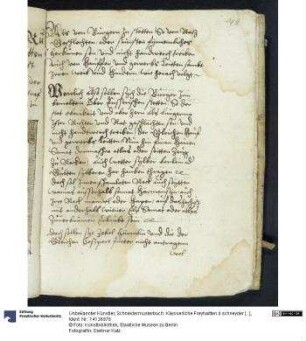 Schneidermusterbuch: Käysserliche Freyhaitten d schneyder [...]