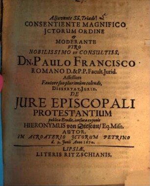 Diss. ... de iure episcopali protestantium