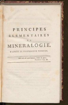 Principes Élémentaires De Mineralogie D'Aprés Le Professeur Werner