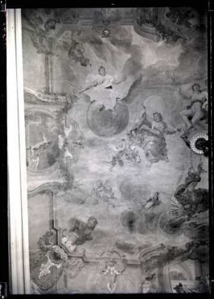 Schloß, Altes Corp des Logis; Deckenbild vor der Restaurierung