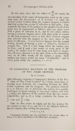 On Lagrage's solution of the problem of two fixed centres.
