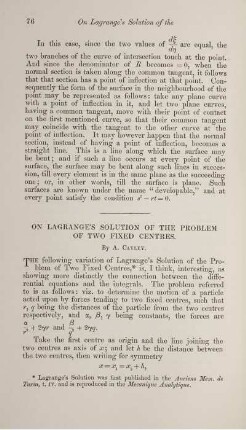 On Lagrage's solution of the problem of two fixed centres.